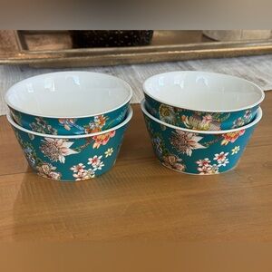 Park Chateau Small Blue Floral Snack Condiment Bowls Set of 4